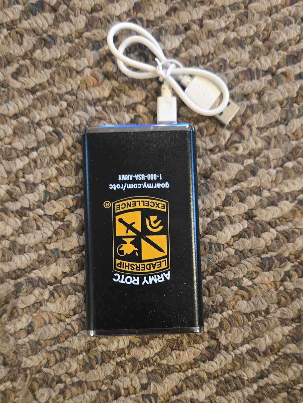 U.S. Army Black Portable Power Bank with Yellow Logo